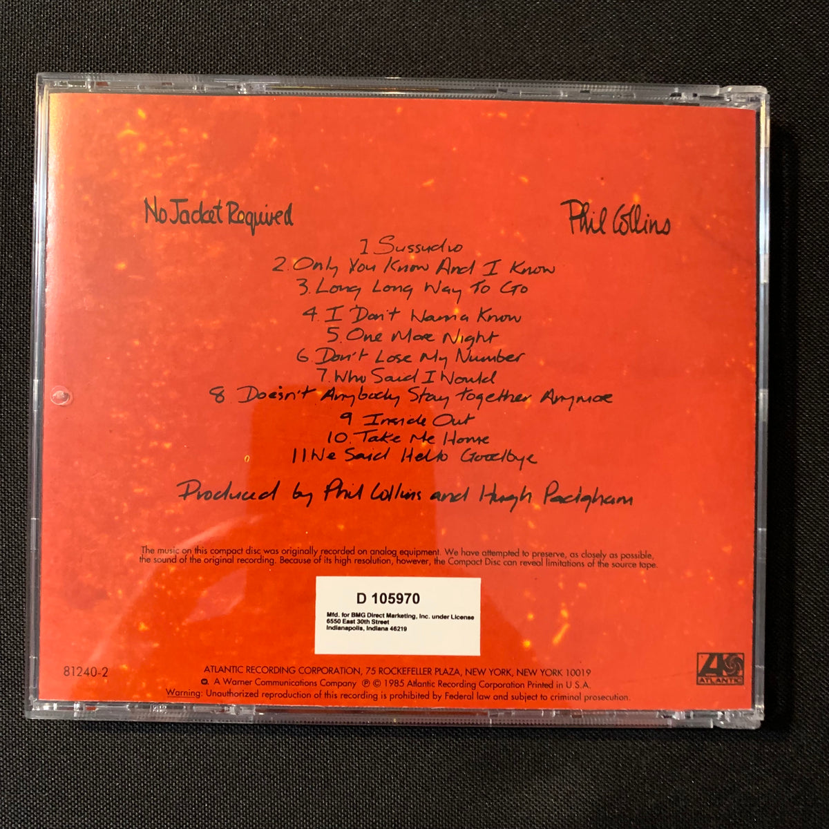 Phil Collins 限定版レコード PHIL COLLINS / NO JACKET REQUIRED | sixteen records