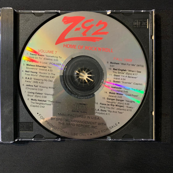 CD Z-92 Home of Rock 'n Roll Compact Disc Sampler #7 (1989) D.A.D., Icehouse, Bad English, Webb Wilder