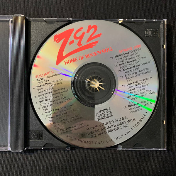 CD Z-92 Home Of Rock 'n Roll Compact Disc Sampler #9 (199) ZZ Top, Robert Plant, World Party, Lita Ford, Motley Crue