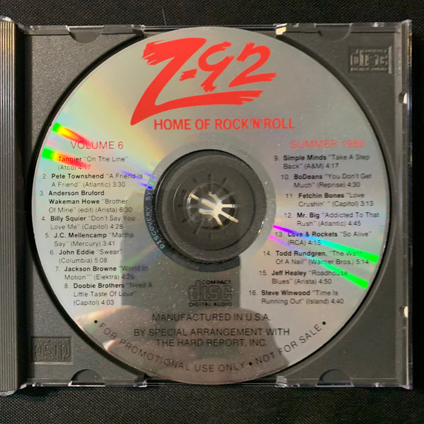 CD Z-92 Compact Disc Sampler #6 (1989) Omaha radio promo Tangier, Mr. Big, Love and Rockets