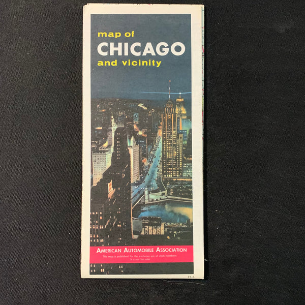 MAP Chicago and Vicinity vintage road travel map 1975 AAA
