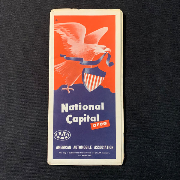 MAP National Capital Area vintage AAA road travel map 1958