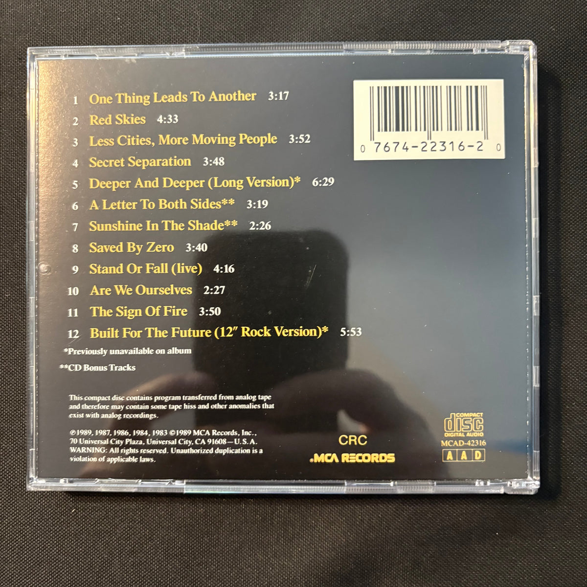 CD The Fixx 'One Thing Leads To Another: Greatest Hits' (1989