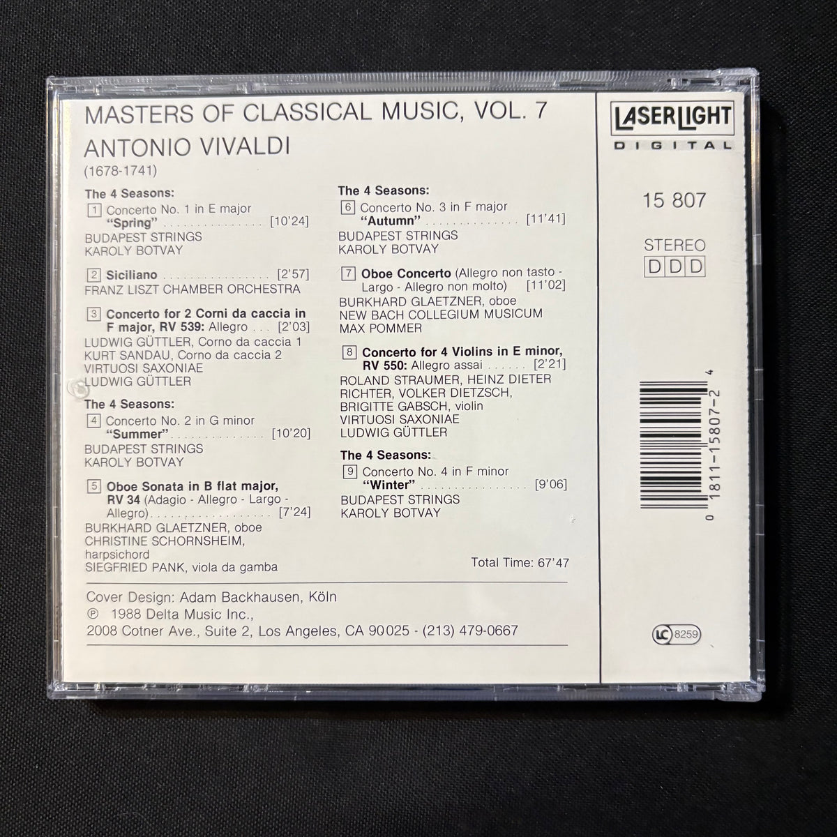 CD Masters of Classical Music Vol. 7: Vivaldi (1988) Four Seasons