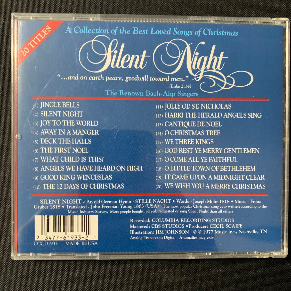 CD 'Silent Night' Best Loved Christmas Songs 20 tracks Joy To the Worl