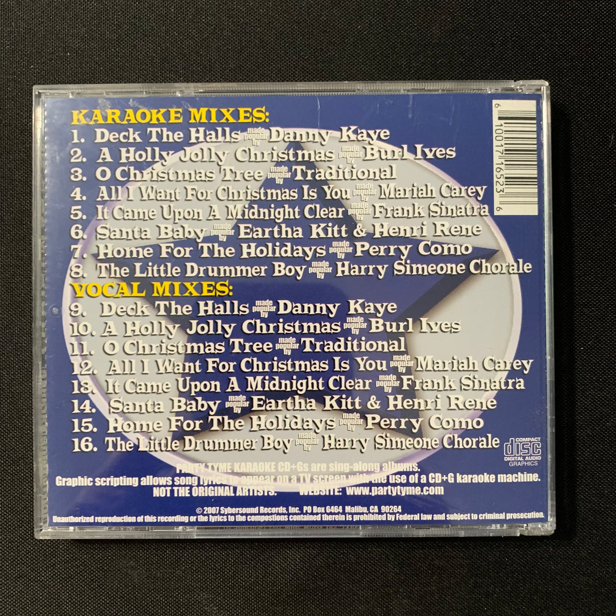 CD Party Tyme Karaoke CD+G Christmas 5 (2007) 8 songs w/lyrics