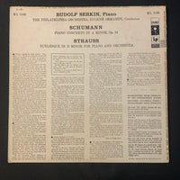 LP Schumann Piano Concerto In A Minor, Strauss Burlesque (1956) VG+/VG Rudolf Serkin, Eugene Ormandy, Philadelphia Orchestra