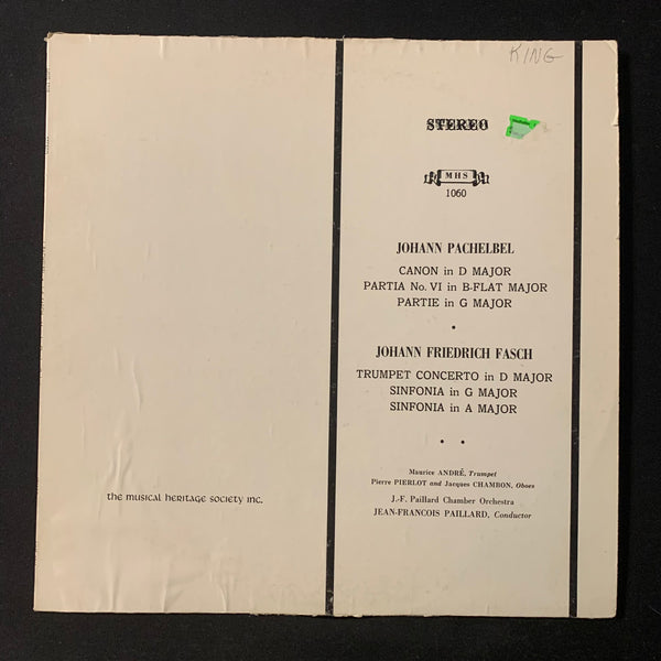 LP Pachelbel Canon in D Major, Fasch Trumpet Concerto in D Major (1970) VG/VG classical vinyl record