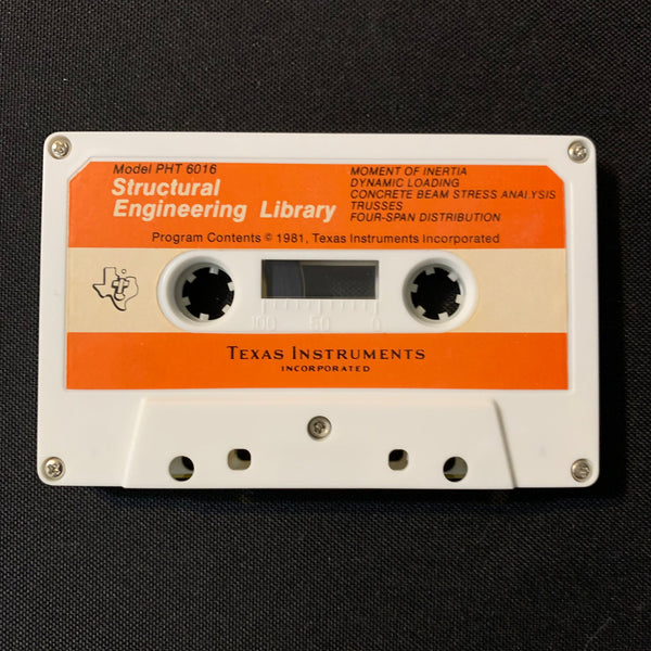 TEXAS INSTRUMENTS TI 99/4A Structural Engineering Library (1981) cassette software