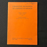 BOOK James F. Bender, Victor A. Fields 'Phonetic Readings In American Speech' (1939) PB vintage textbook