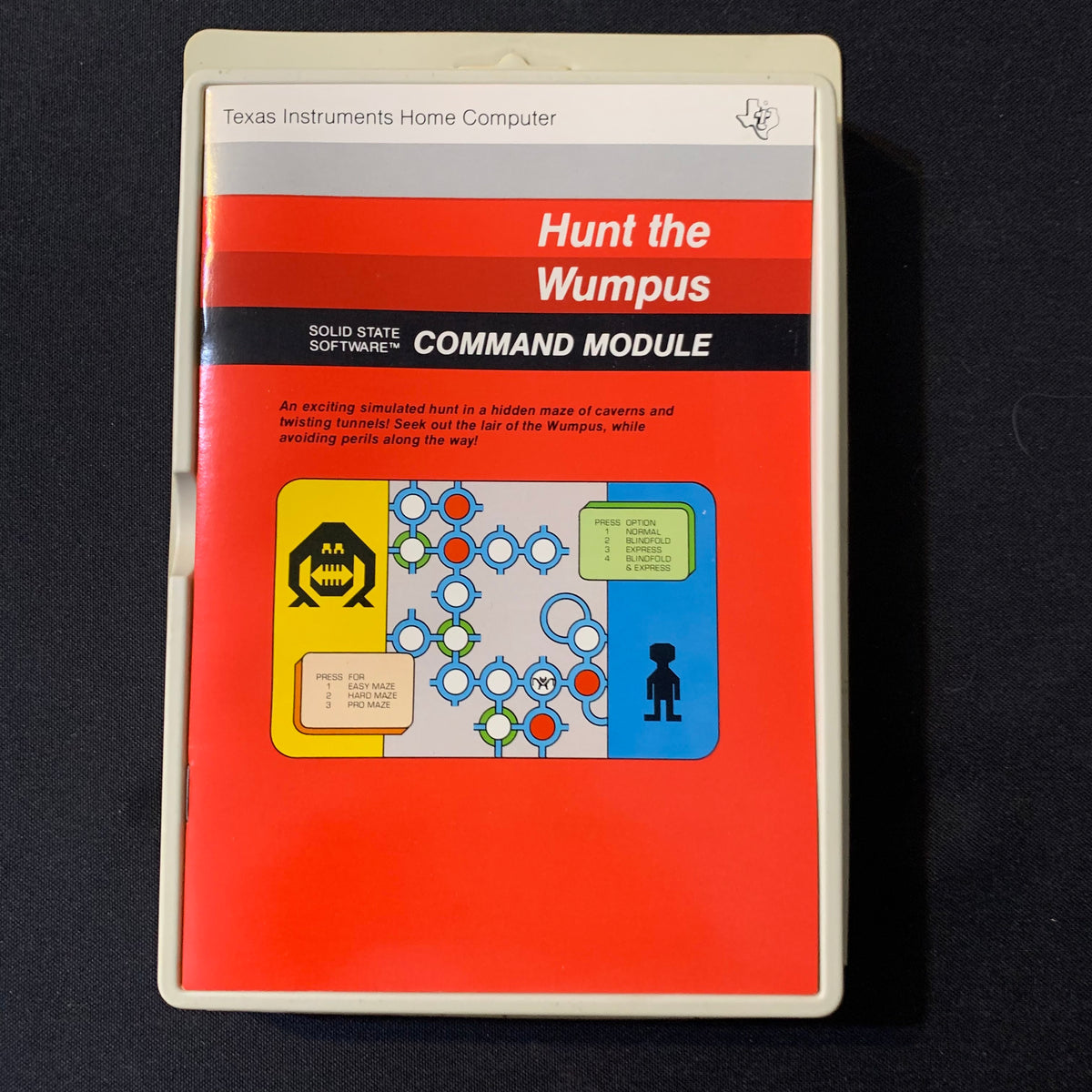 TEXAS INSTRUMENTS TI 99/4A Hunt The Wumpus (1980) boxed tested cartrid ...