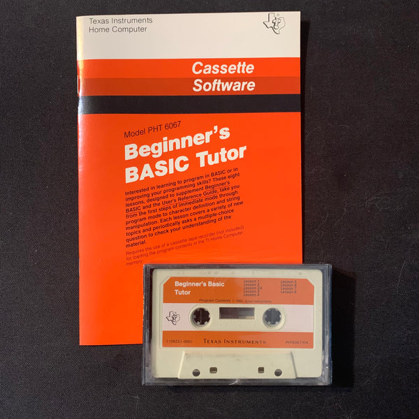 TEXAS INSTRUMENTS TI 99/4A Beginner's BASIC Tutor (1982) boxed cassett ...