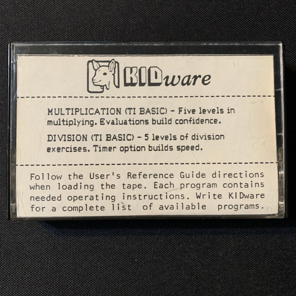 TEXAS INSTRUMENTS TI 99/4A Multiplication/Division (1986) KIDware tested cassette math software