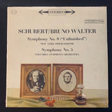 LP Schubert 'Symphony No. 8 Unfinished' 'Symphony No. 5' (1960) Bruno Walter, Columbia Symphony Orchestra VG+/VG vinyl record
