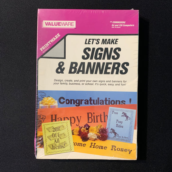 COMMODORE 64 Let's Make Signs and Banners (1986) sealed new software disk ValueWare