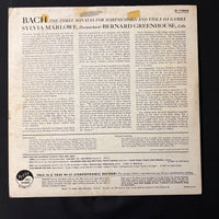 LP Bach: Three Sonatas for Harpsichord and Viola da Gamba (1961) VG/VG Sylvia Marlowe, Bernard Greenhouse