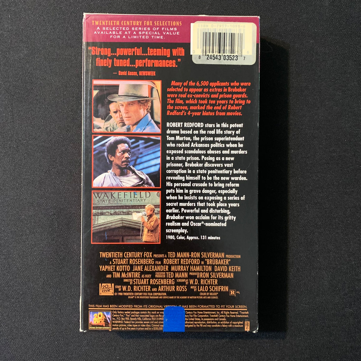 VHS Brubaker (1980) Robert Redford, Yaphet Kotto, Jane Alexander, Murr ...