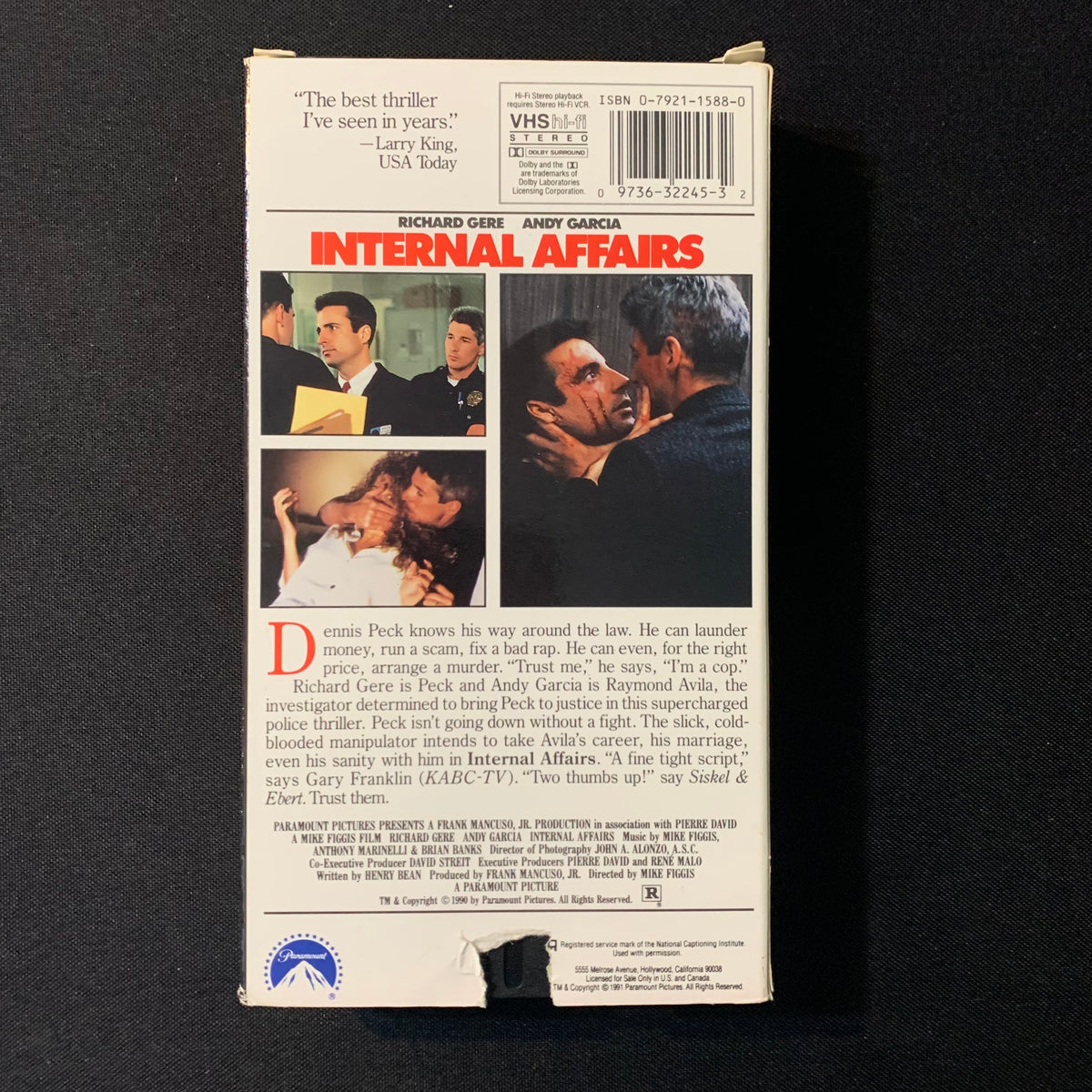 VHS Internal Affairs (1990) Richard Gere, Andy Garcia – The Exile Media ...