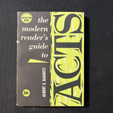 BOOK Albert E. Barnett 'The Modern Reader's Guide To Acts' (1962) PB Bible study