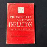 BOOK Arthur F. Burns 'Prosperity Without Inflation' (1958) PB recession recovery