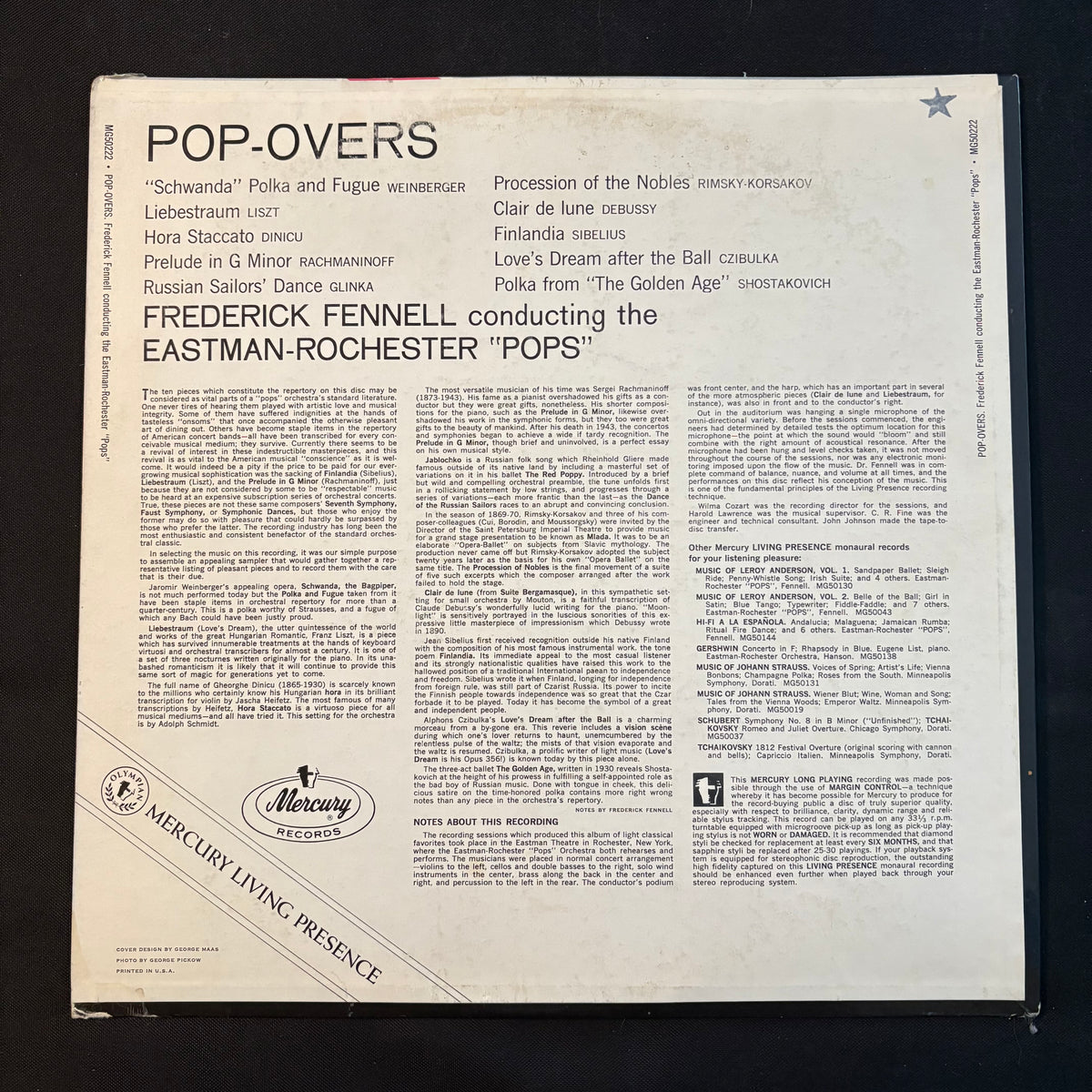 LP Pop-Overs (1960) Frederick Fennell, Eastman-Rochester Pops VG+/VG v ...