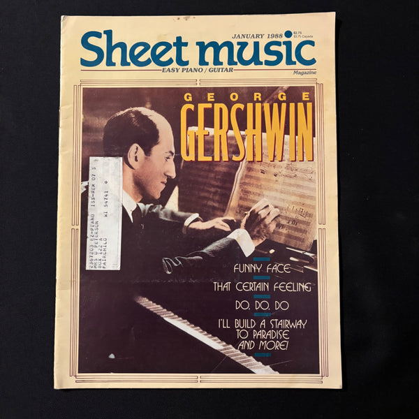 MAGAZINE Sheet Music Jan 1988 George Gershwin easy piano and guitar