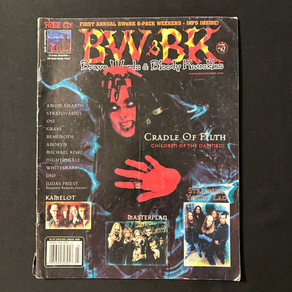 MAGAZINE Brave Words and Bloody Knuckles No. 67 Mar 2003 Cradle of Filth, Kamelot, Masterplan