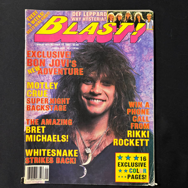 MAGAZINE Blast Oct 1987 Bon Jovi, Bret Michaels, Motley Crue, Rikki Rockett