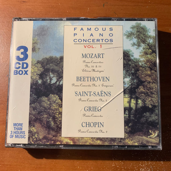 CD Famous Piano Concertos Vol. 1 (1994) 3-disc set Mozart, Beethoven, Grieg