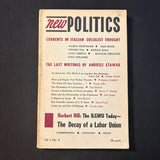 MAGAZINE New Politics Vol 1 No 4 (1962) socialist quarterly journal Andrzej Stawar