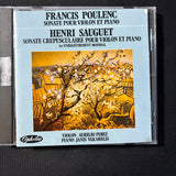 CD Poulenc 'Sonate Pour Violon et Piano,' Sauguet 'Sonate Crepusculaire pour Violon et Piano'