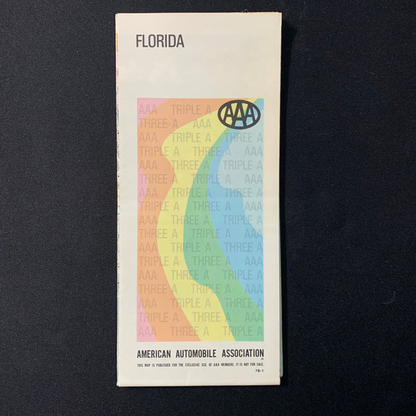 MAP AAA Florida 1978 travel transportation road highway map vintage tourism