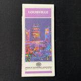 MAP Louisville Kentucky AAA 1987 travel roadmap highway tourism vacation