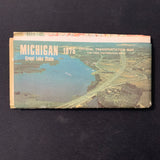 MAP Michigan 1975 transportation travel state road map fair condition