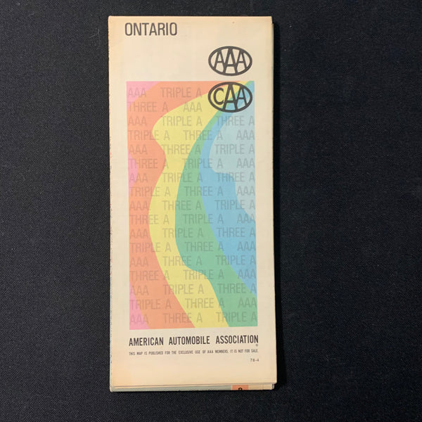 MAP Ontario Canada AAA CAA vintage transportation highway road map 1978