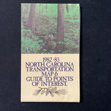 MAP North Carolina 1982-1983 official road travel transportation map tourism