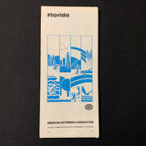 MAP Florida AAA 1980 vintage road travel map tourism