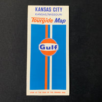 MAP Kansas City Missouri 1972 Gulf Tourguide vintage travel highway map