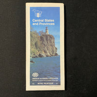 MAP Central States and Provinces US/Canada vintage 1989 highway travel road map AAA