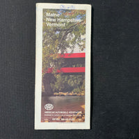 MAP Maine New Hampshire Vermont 1988 vintage AAA highway travel road map