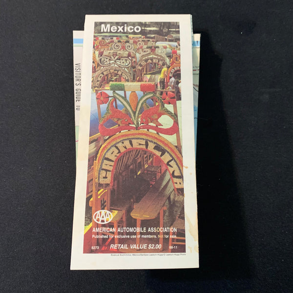 MAP Mexico vintage 1988 travel highway road map AAA