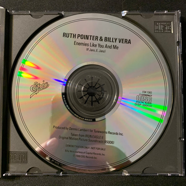 CD Ruth Pointer, Billy Vera 'Enemies Like You and Me' (1988) 1 track radio DJ promo single Iron Eagle II