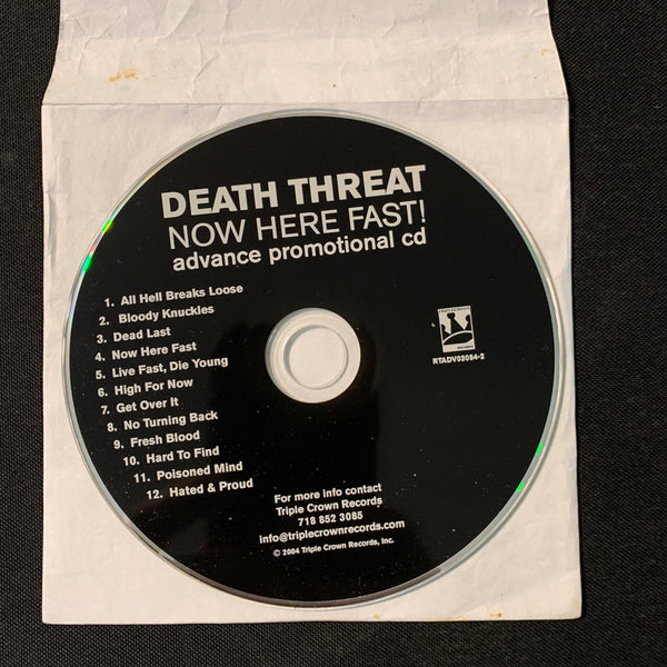 CD Death Threat 'Now Here Fast' (2004) advance promo Triple Crown hardcore