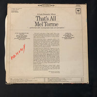 LP Mel Torme 'A Lush, Romantic Album, That's All' (1965) VG/G+ jazz pop vocal vinyl record