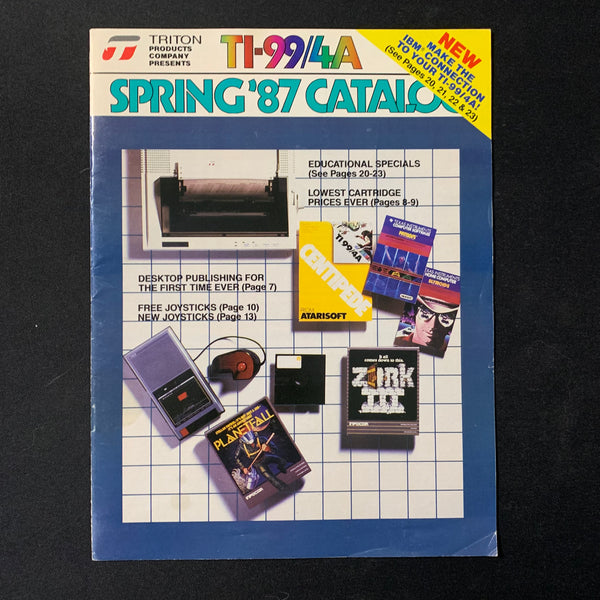 TI 99/4A Triton Products catalog Spring 1987 Texas Instruments mailorder dealer