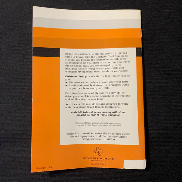 TI 99/4A Chisholm Trail (old style) instruction manual only Texas Inst ...