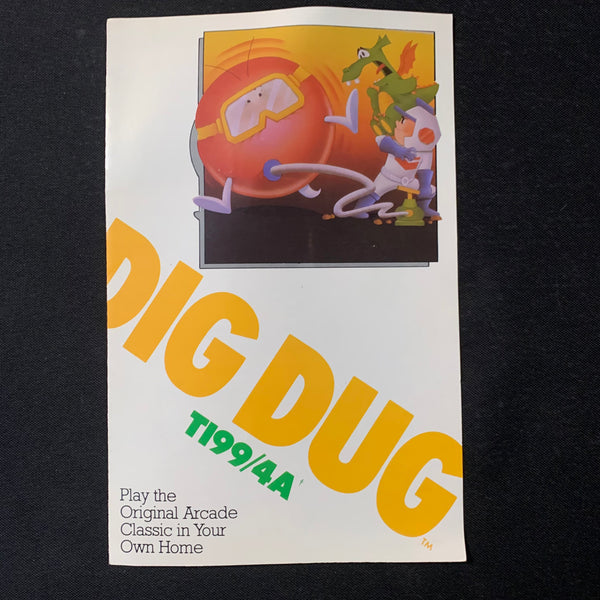 TI 99/4A Dig Dug Atarisoft instruction manual only Texas Instruments