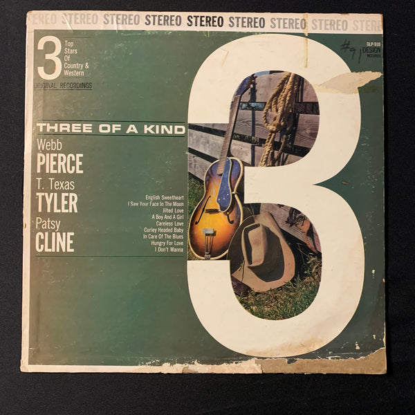 LP Webb Pierce, T. Texas Tyler, Patsy Cline '3 of a Kind' (1964) VG/VG country vinyl record