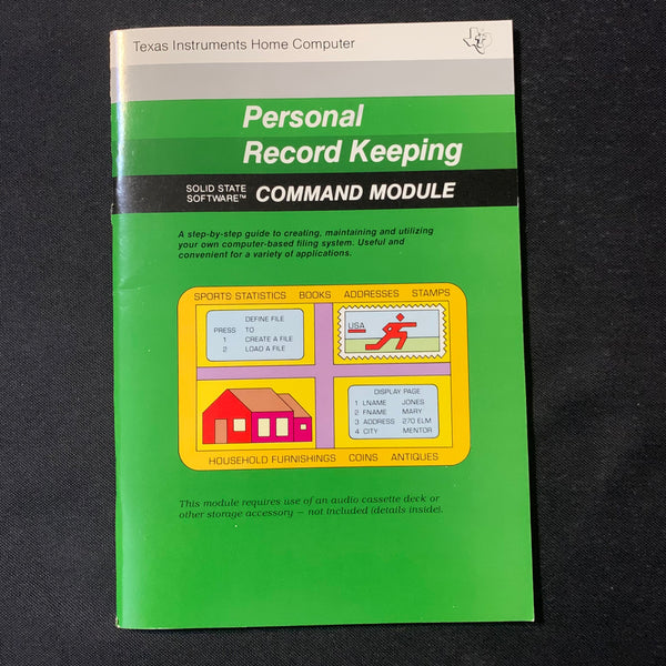 TI 99/4A Personal Record Keeping (old style) instruction manual only Texas Instruments