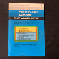 TI 99/4A Personal Report Generator (old style) instruction manual only Texas Instruments